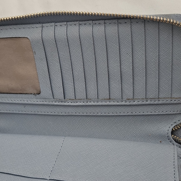 Michael Kors Long Zip Around Wallet Wristlet Powder Blue Clutch Hand Bag - Picture 6 of 9